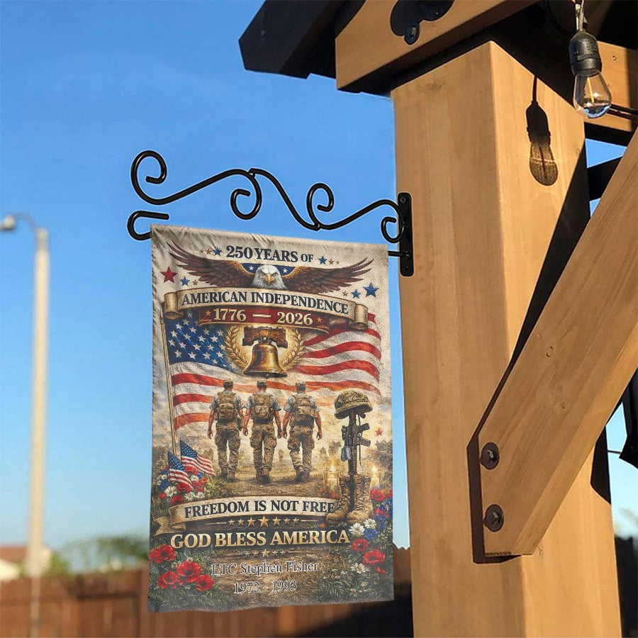 Patriotic Memorial Garden Flag | 250th Anniversary American Independence Design | Double-Sided Weather-Resistant Polyester | Commemorative Gift for Veterans