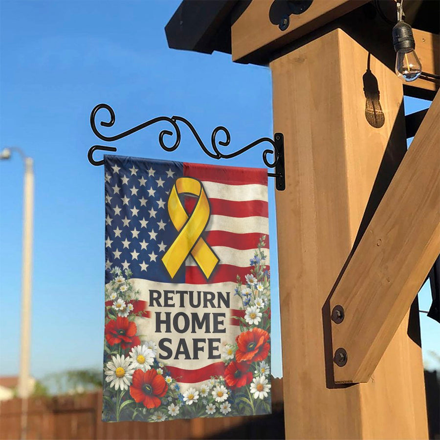Yellow Ribbon Garden Flag | Support Our Troops Return Home Safe | Double Sided Polyester | Premium Military Family Yard Decor