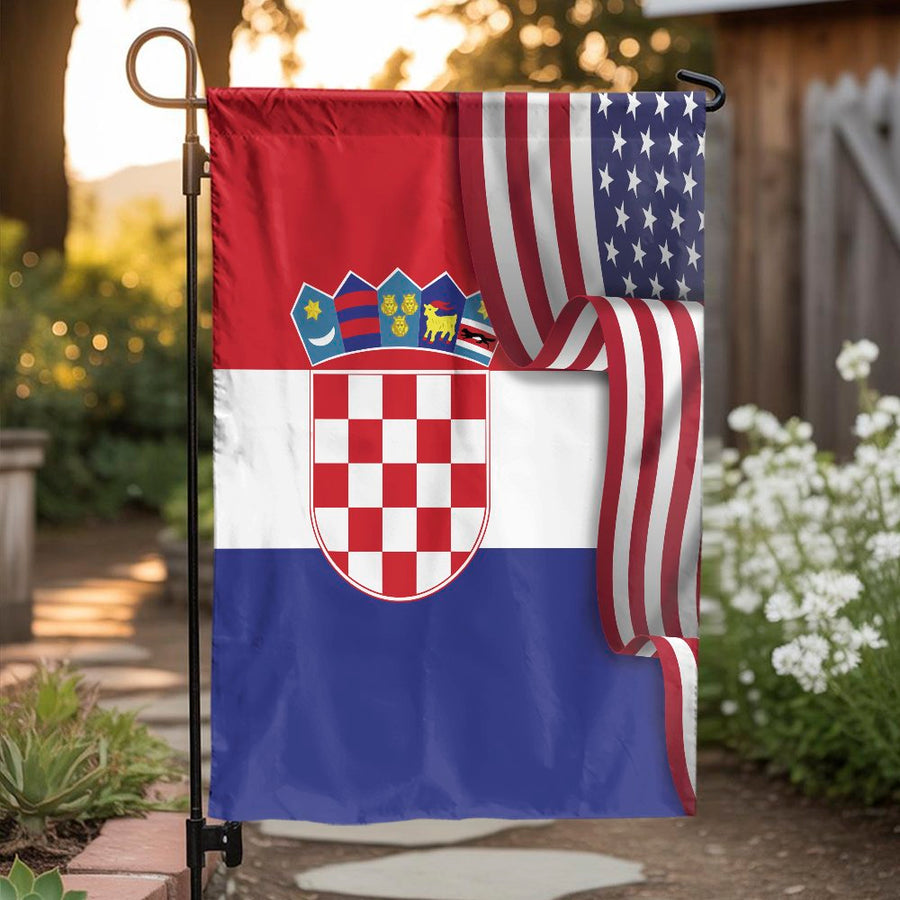 Croatian American Garden Flag | US and Croatia Heritage Banner | Premium Weather-Resistant Polyester | Patriotic Yard Decor Gift for Croatian Americans