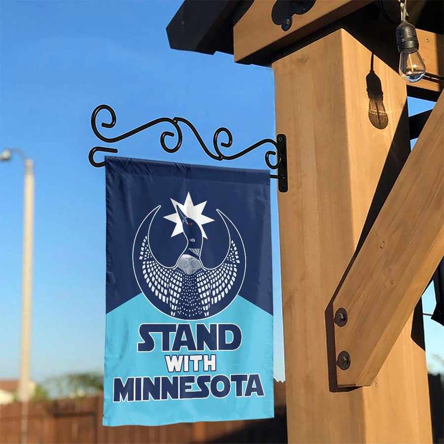 Stand With Minnesota Garden Flag | Loon & North Star Graphic Design | Premium Weather-Resistant Polyester | State Pride Yard Decor Gift