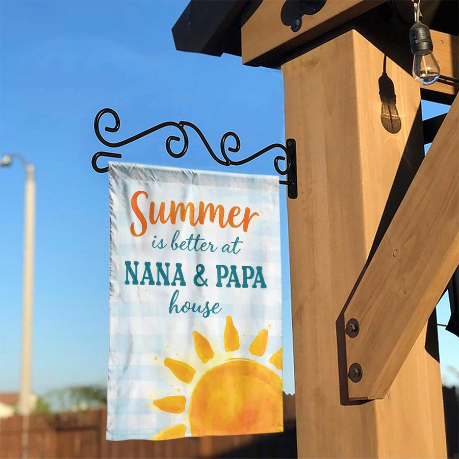 Nana and Papa Garden Flag | Summer is Better Design with Watercolor Sun | Double Sided Weather Resistant Polyester | Premium Gift for Grandparents