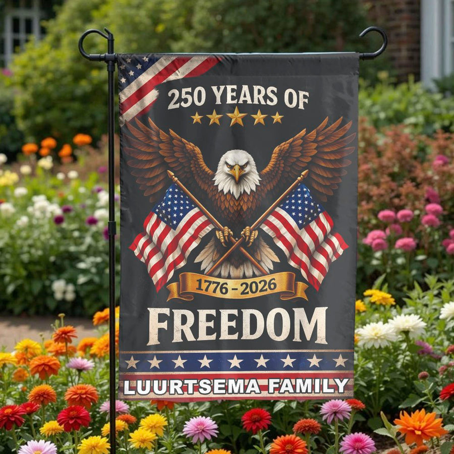 250th Anniversary Garden Flag | Patriotic American Eagle & Flags | Double Sided Polyester | 1776-2026 Commemorative Yard Decor Gift