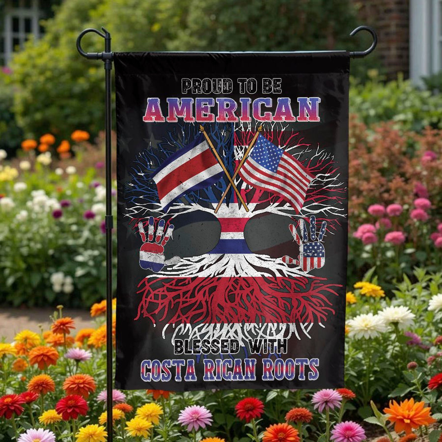 American Costa Rican Garden Flag | USA Costa Rica Heritage Pride | Double Sided Polyester Yard Banner | Gift for Costa Rican American