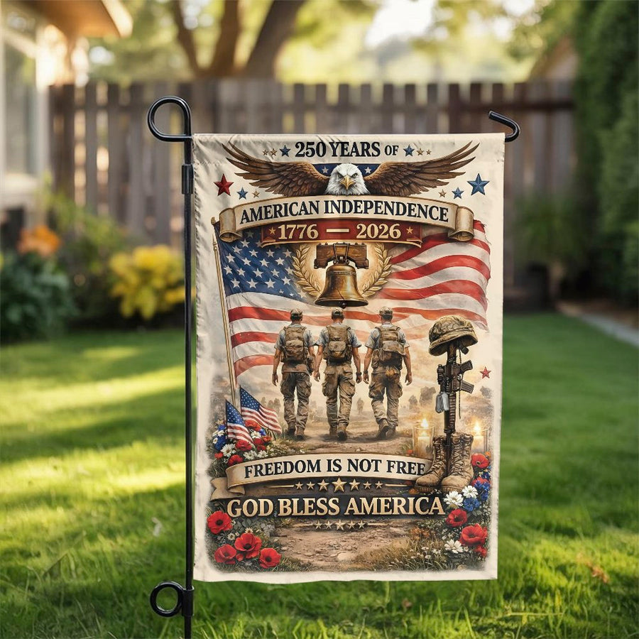 Patriotic Garden Flag | 250th Anniversary Soldier Memorial | Double-Sided Polyester | USA Yard Decor Gift for Veterans