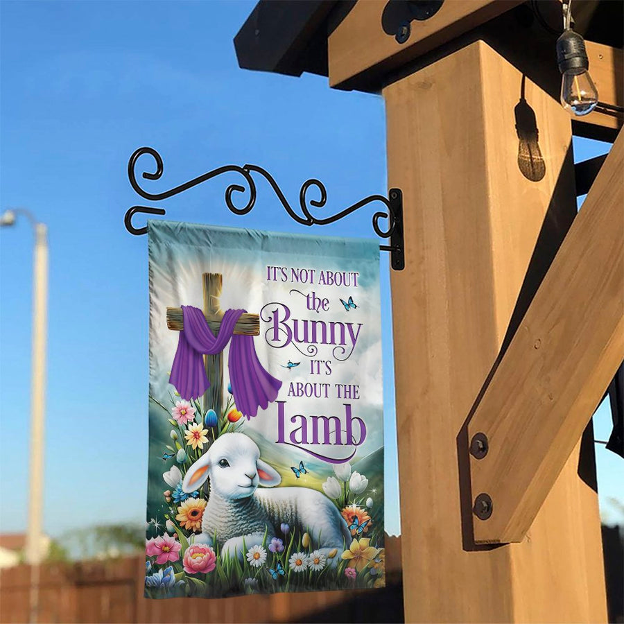 Christian Easter Garden Flag | It's About The Lamb Religious Quote | Double Sided Polyester | Faith Based Spring Home Decor Gift