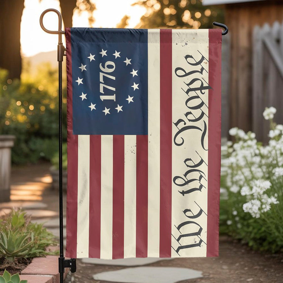 We The People Garden Flag | Vintage 1776 Betsy Ross Design | Double Sided Weatherproof Polyester | Patriotic Yard Decor Gift for 250th Anniversary