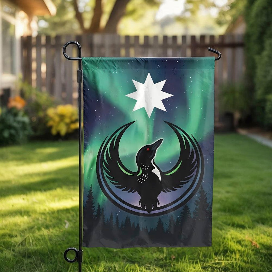 Northern Lights Loon Garden Flag | Celestial Bird with Aurora Borealis | Double-Sided Weatherproof Art | Outdoor Yard Decor Gift for Nature Lovers