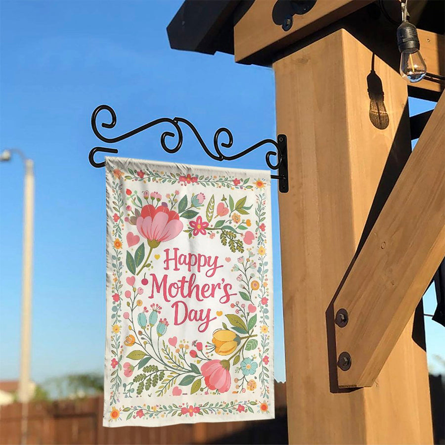 Happy Mother's Day Garden Flag | Colorful Floral Illustration | Premium Weather-Resistant Fabric | Outdoor Yard Decor Gift for Mom