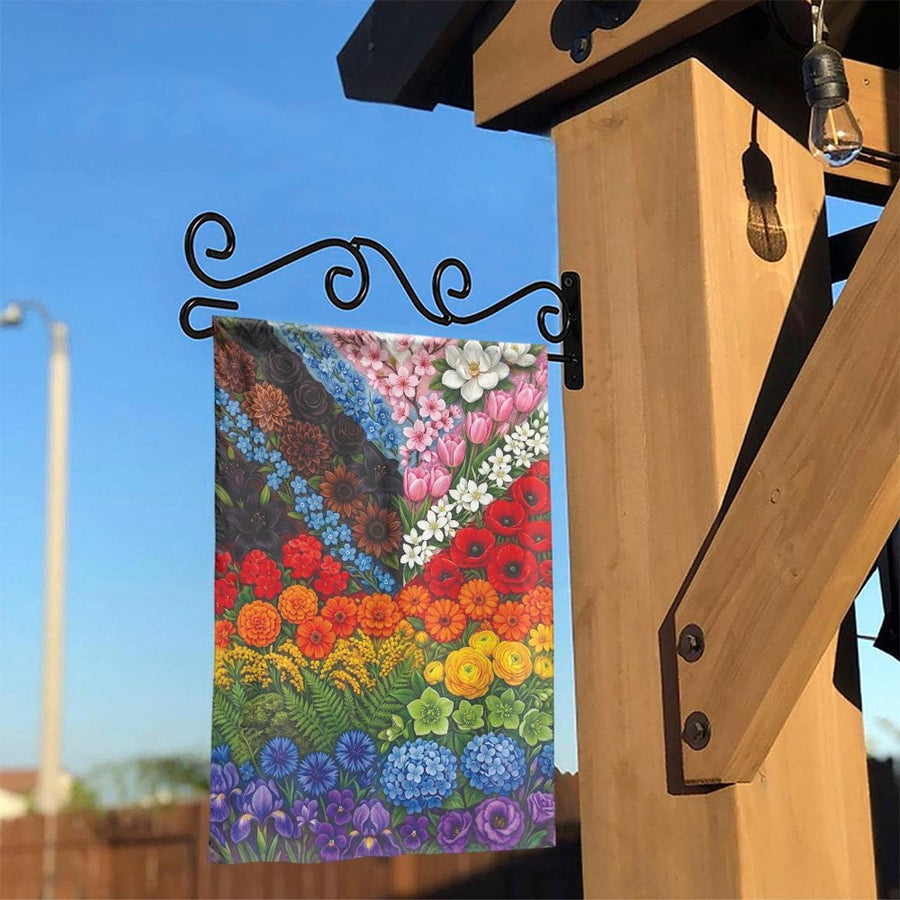Vibrant Rainbow Floral Garden Flag | Double-Sided Botanical Illustration | Premium UV-Resistant Polyester | Seasonal Yard Decor & Gardener Gift