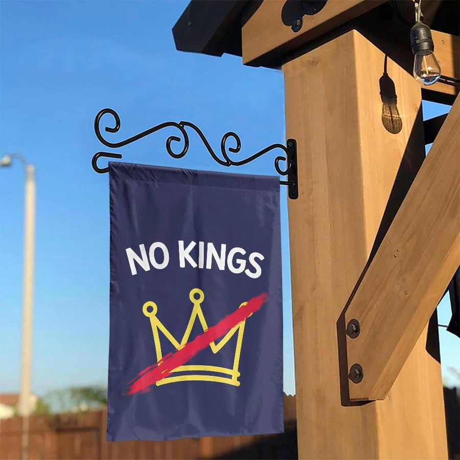 No Kings Garden Flag | Anti-Monarchy Political Statement with Crossed Out Crown | Double Sided Polyester | Outdoor Yard Decor Gift