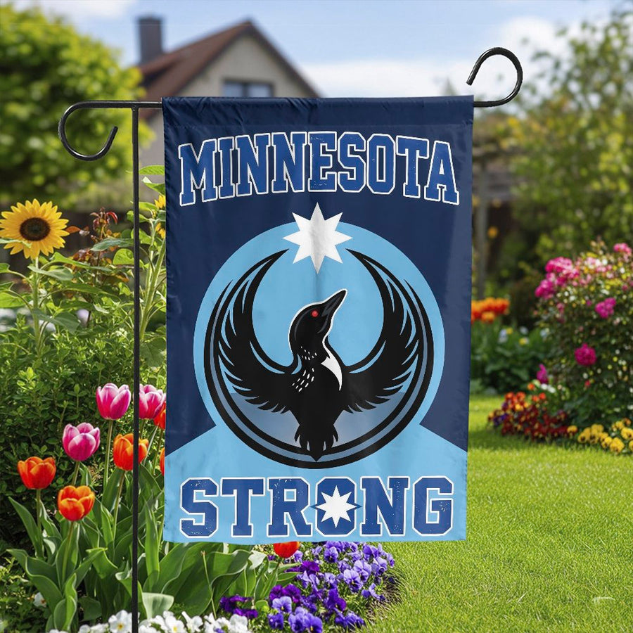 Minnesota Strong Garden Flag | Double Sided Loon State Bird Graphic | Premium Weather-Resistant Polyester | Outdoor Yard Decor Gift for Minnesotans