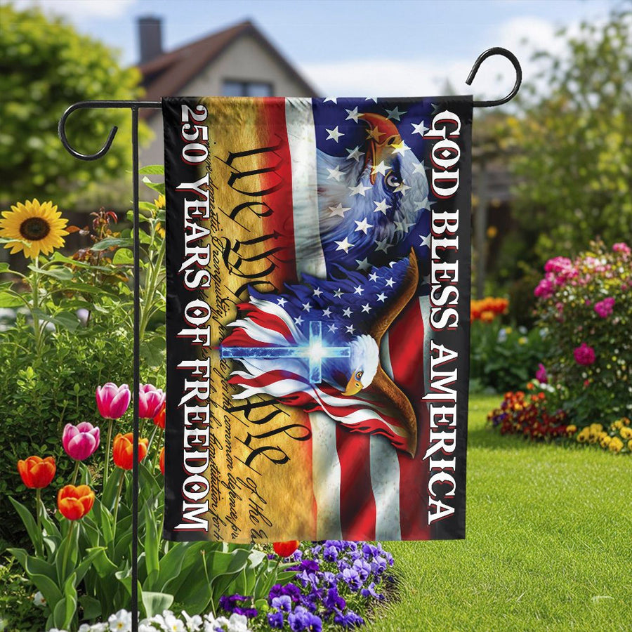 Patriotic Eagle Garden Flag | 250 Years of Freedom Design | Double Sided Polyester | God Bless America Yard Decor Gift