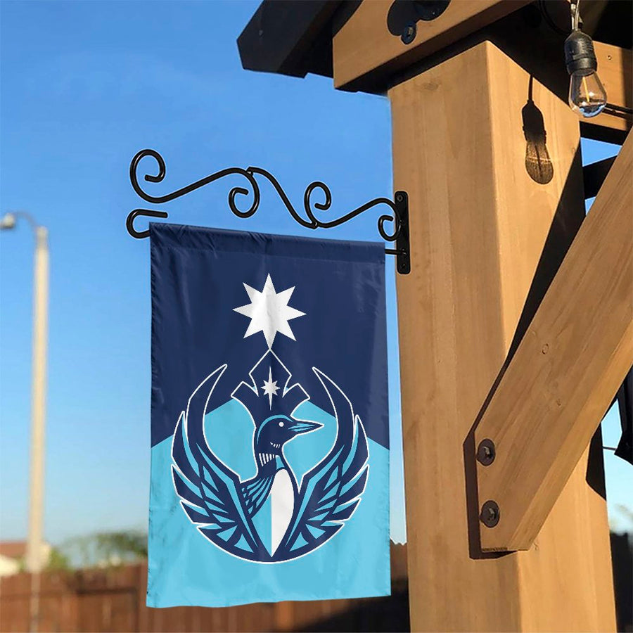 Loon Bird Garden Flag | Stylized Loon & Star Emblem Design | Double-Sided Premium Fabric | Outdoor Yard Decor Gift