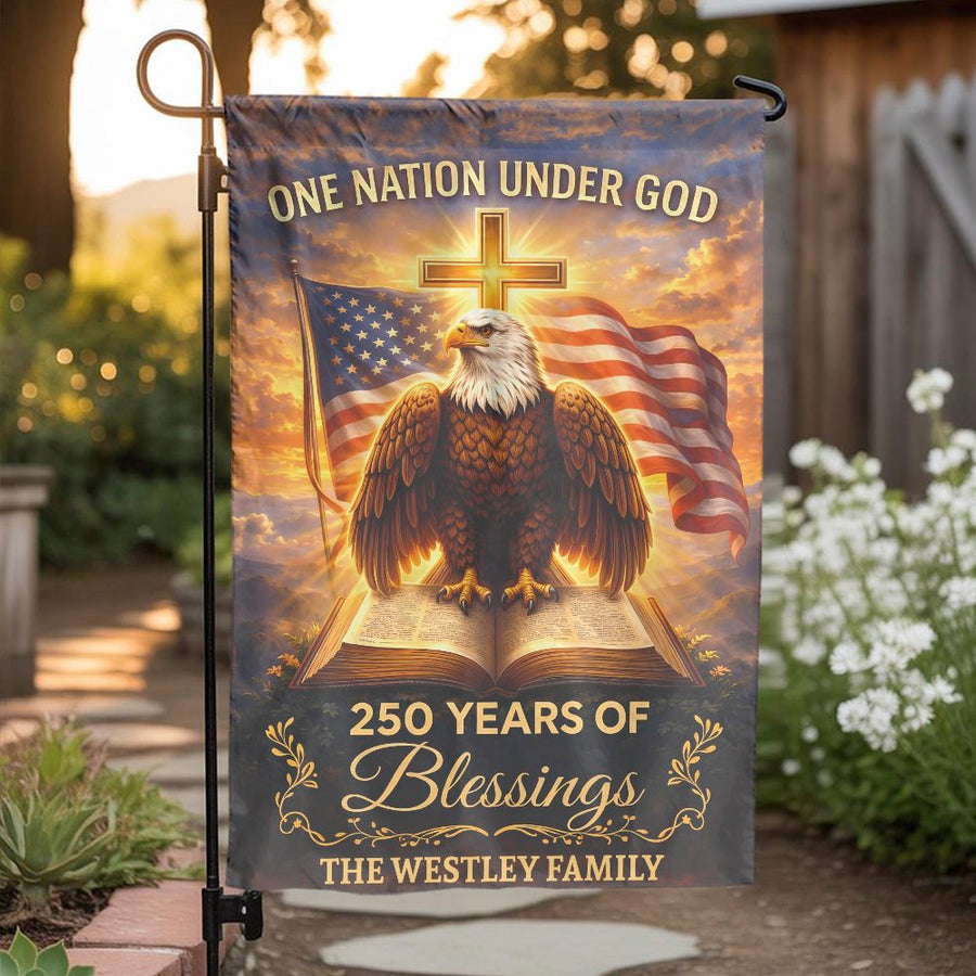 Patriotic Christian Garden Flag | One Nation Under God Eagle & Cross | Double Sided Polyester | Religious Yard Decor Gift for Families