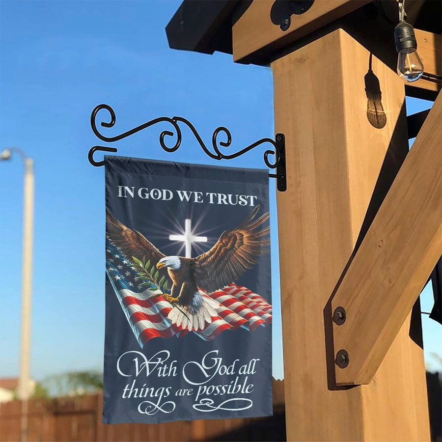 Christian Patriotic Garden Flag | In God We Trust American Eagle | Double Sided Weather Resistant Fabric | Religious Yard Decor Gift