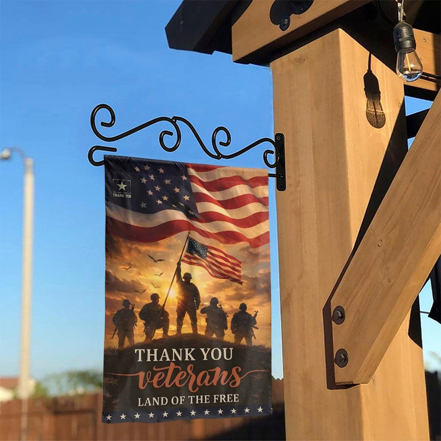 Thank You Veterans Garden Flag | American Flag Soldier Silhouette | Double Sided Weather-Resistant Polyester | Patriotic Yard Decor Gift for Military Families