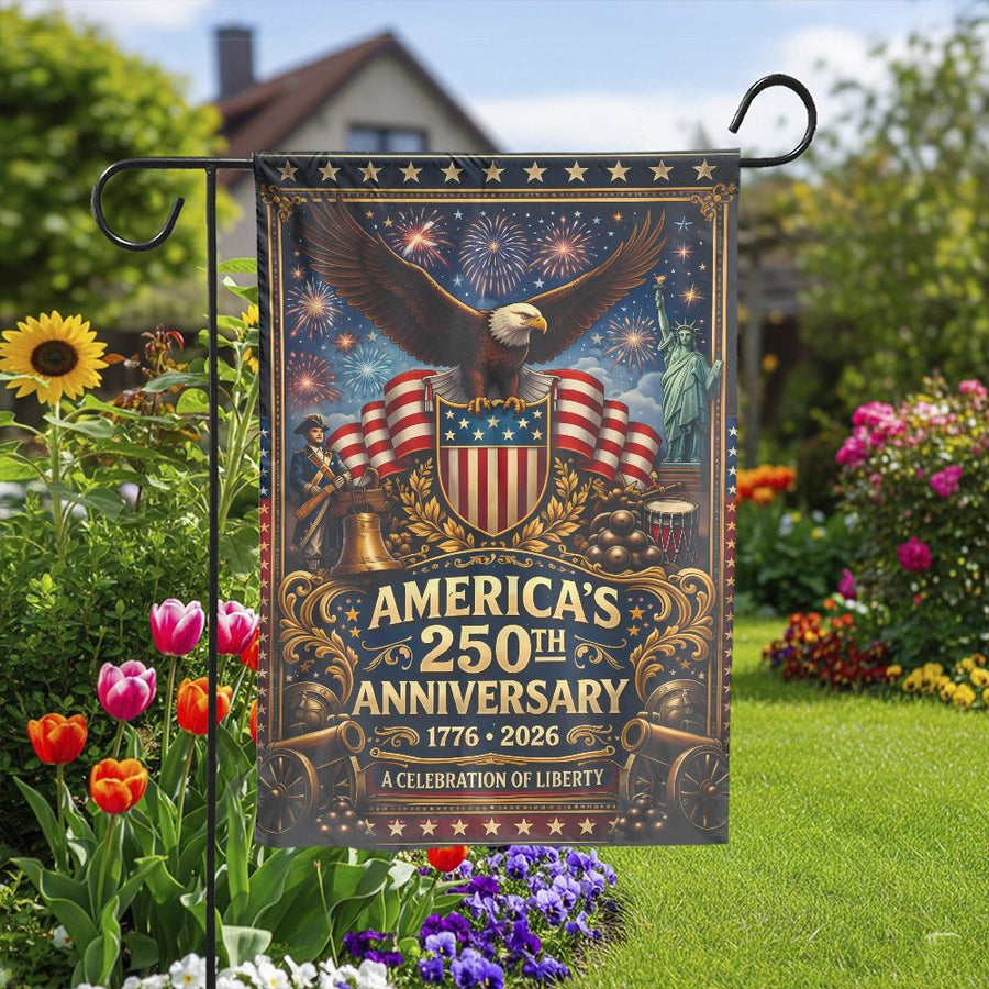 America 250th Anniversary Garden Flag | Vintage 1776-2026 Patriotic Design | Double-Sided Weather-Resistant Fabric | Collector's Semiquincentennial Yard Decor