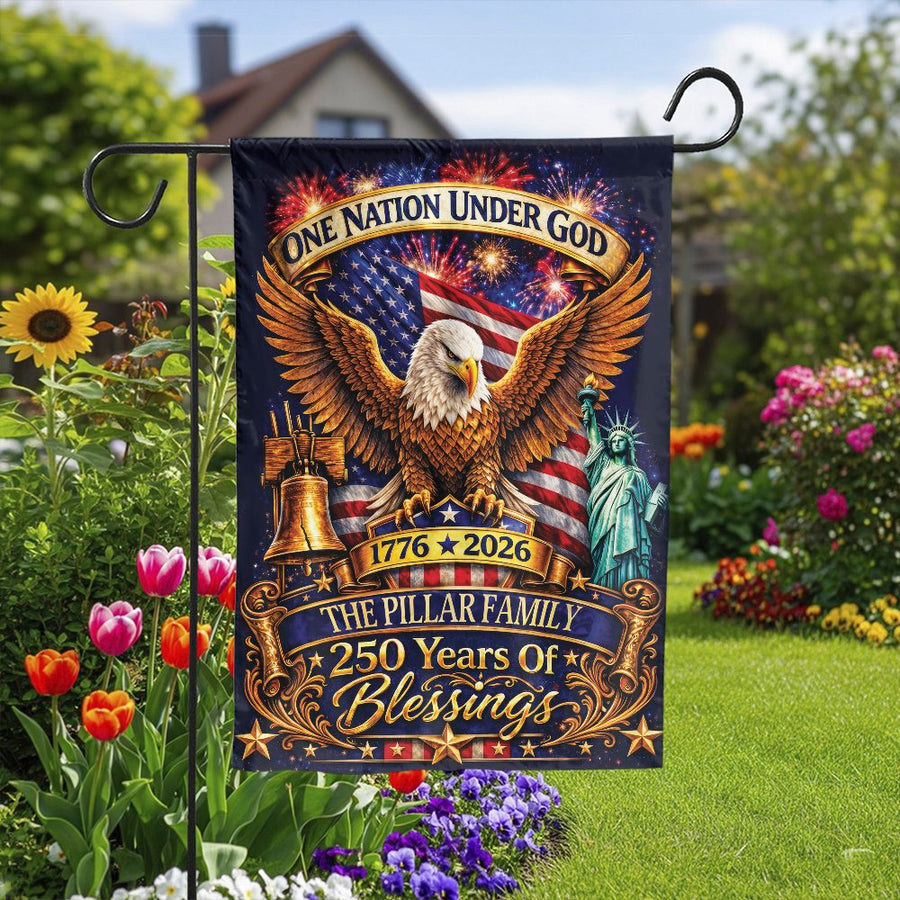 Patriotic 250th Anniversary Garden Flag | One Nation Under God American Eagle | Double Sided Weather Resistant Polyester | Commemorative Gift for Family