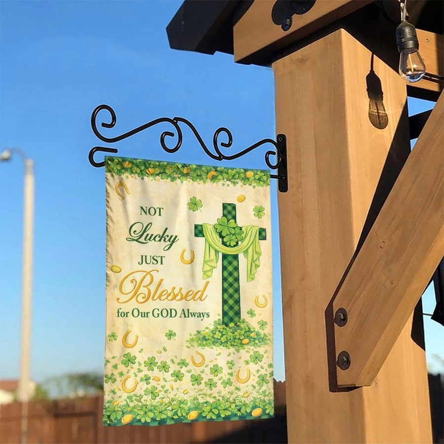 St Patrick's Day Garden Flag | Christian Cross Shamrock Design | Double Sided Polyester | Religious Yard Decor Gift
