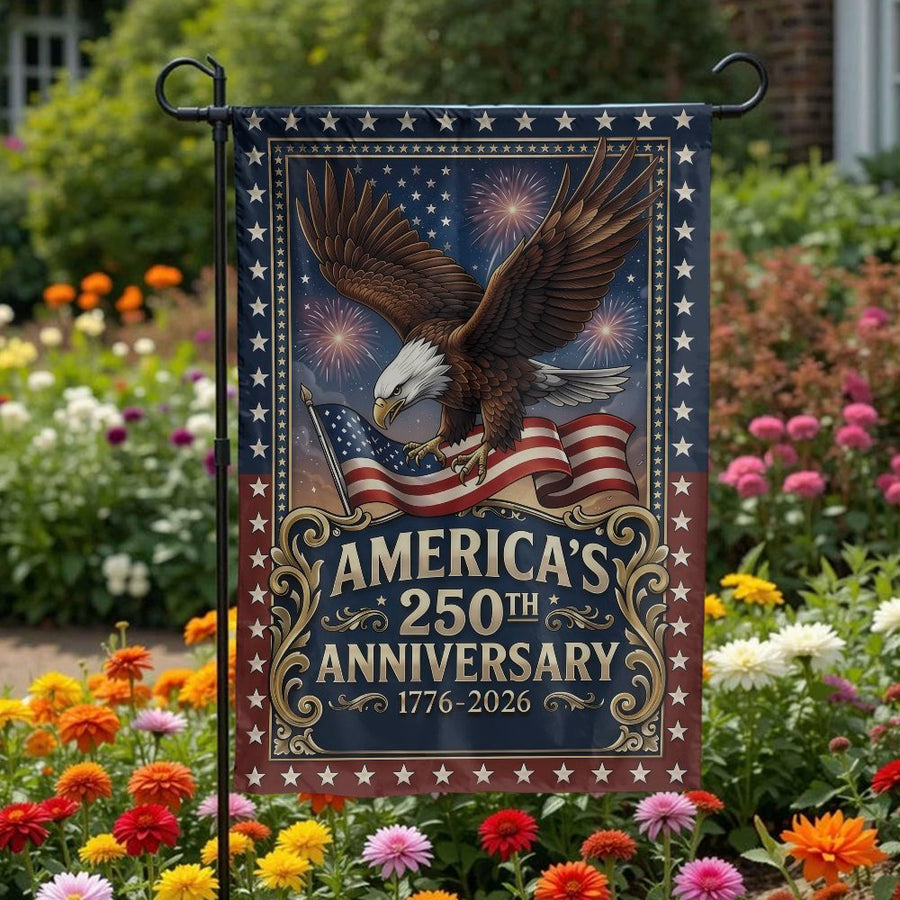 America's 250th Anniversary Garden Flag | Patriotic Eagle & US Flag Design | Weather Resistant Polyester | Collector's 1776-2026 Yard Decor