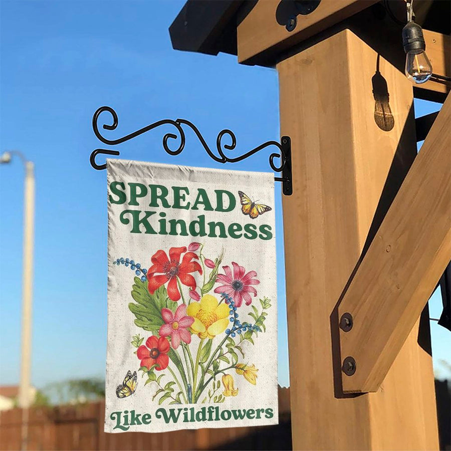 Spread Kindness Garden Flag | Vintage Botanical Wildflower Art | Double Sided Weather-Resistant Fabric | Inspirational Yard Decor Gift for Gardener
