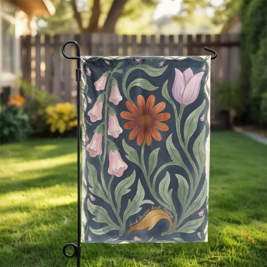 Anti-Trump Garden Flag | Subtle Vintage Botanical Print with Hidden Message | Double-Sided Weather Resistant Fabric | Liberal Progressive Home Decor Gift