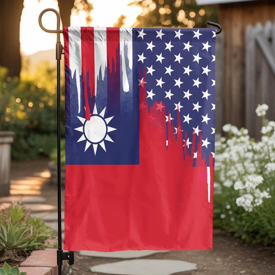 Taiwan USA Friendship Garden Flag | American Taiwanese Heritage Design | Weather-Resistant Double Sided | Patriotic Outdoor Decor Gift