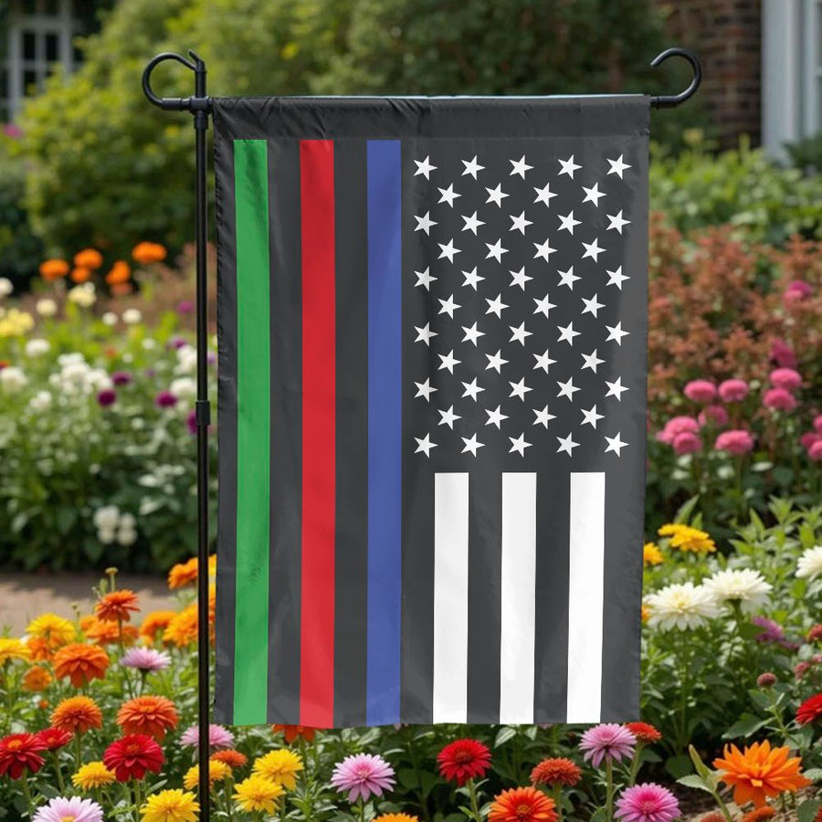 Thin Line American Garden Flag | Police, Fire & Military Support Decor | Premium Weather-Resistant Polyester | Gift for First Responder Families