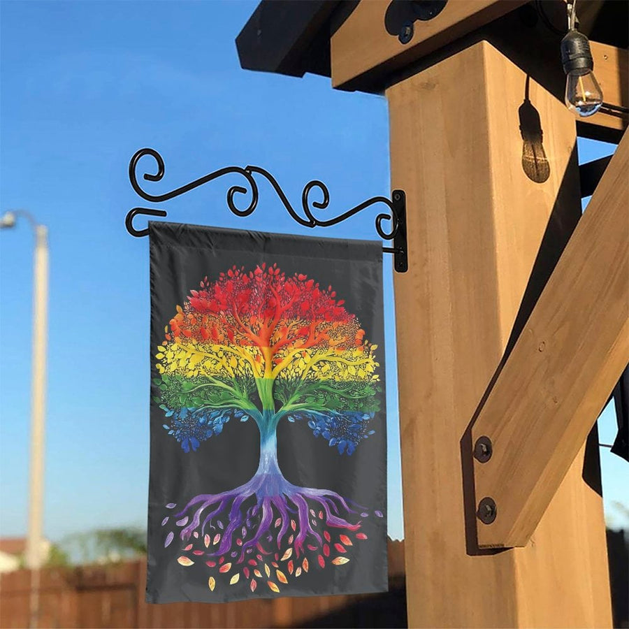 LGBTQ Pride Garden Flag | Rainbow Tree of Life Artwork | Double-Sided Premium Polyester | Gay Pride Ally Gift & Outdoor Yard Decor