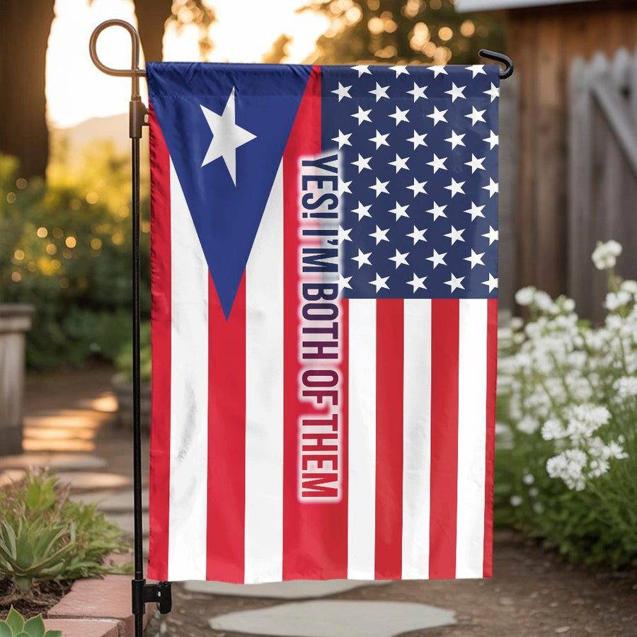 Puerto Rican American Garden Flag | Half USA Half Puerto Rico Split Flag | Double-Sided Polyester | Patriotic Boricua Heritage Gift for Yard Decor