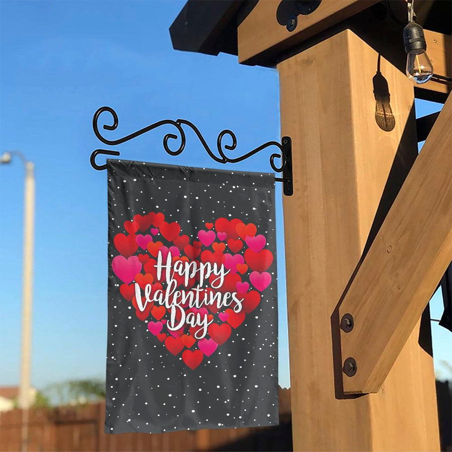 Happy Valentines Day Garden Flag | Romantic Red Heart Mosaic Print | Double Sided Polyester | Seasonal Outdoor Yard Decor for Home