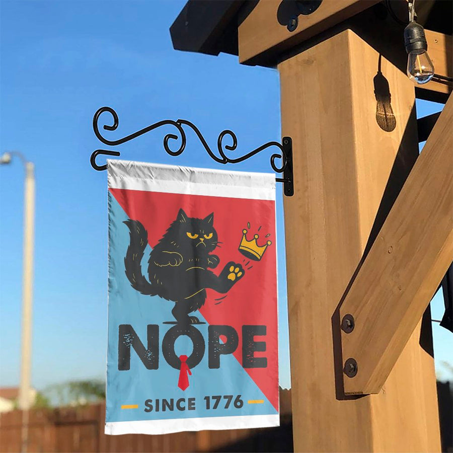 American Revolution Cat Garden Flag | Nope Since 1776 Funny Design | Double-Sided Weather Resistant | Patriotic Yard Decor Gift for History Buffs