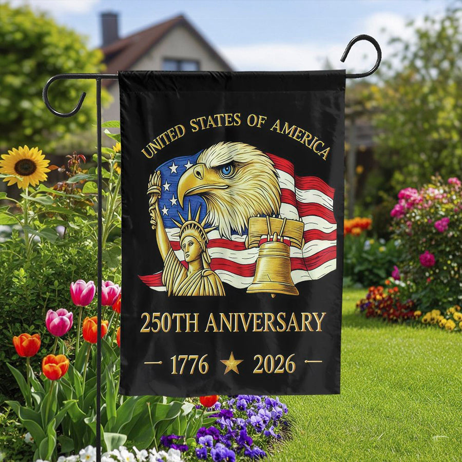 USA 250th Anniversary Garden Flag | Patriotic Eagle & Liberty Design | Double Sided Weather Resistant Fabric | Commemorative 1776-2026 Yard Decor Gift
