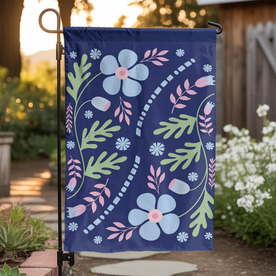 Floral Garden Flag | Double Sided Scandinavian Flower Print | Weather Resistant Polyester | Premium Outdoor Decor for Yard & Patio