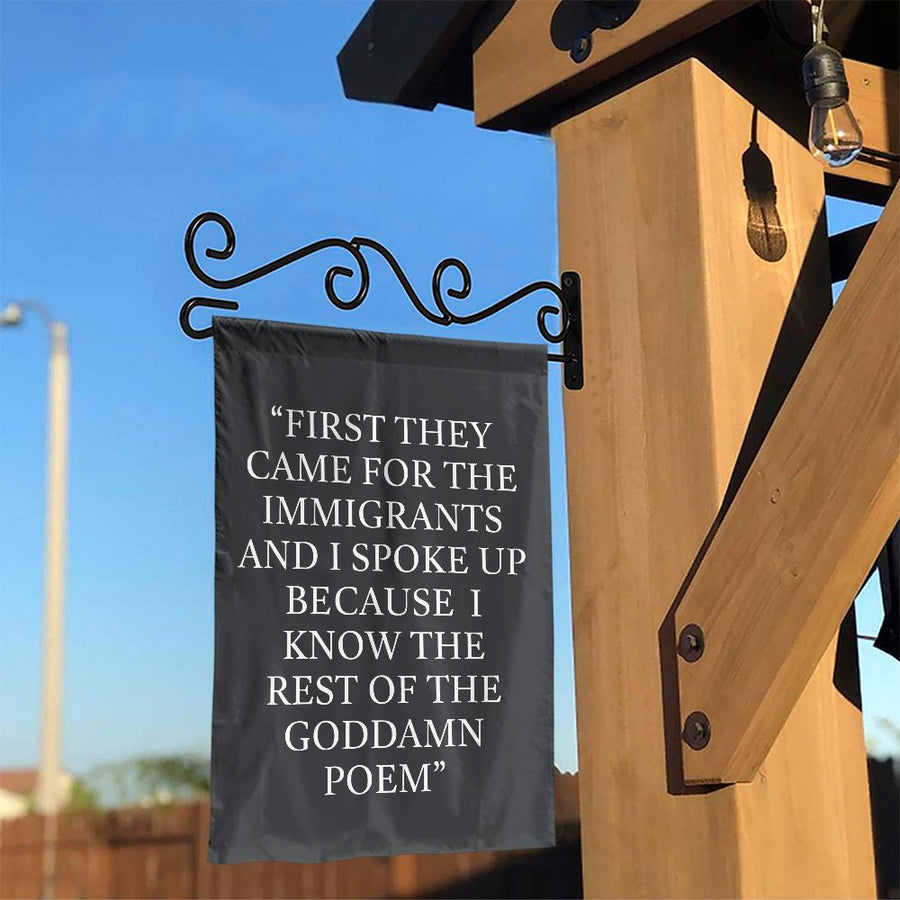 Political Garden Flag | First They Came Poem Quote | Weather-Resistant Double-Sided Banner | Social Justice Yard Decor for Activists