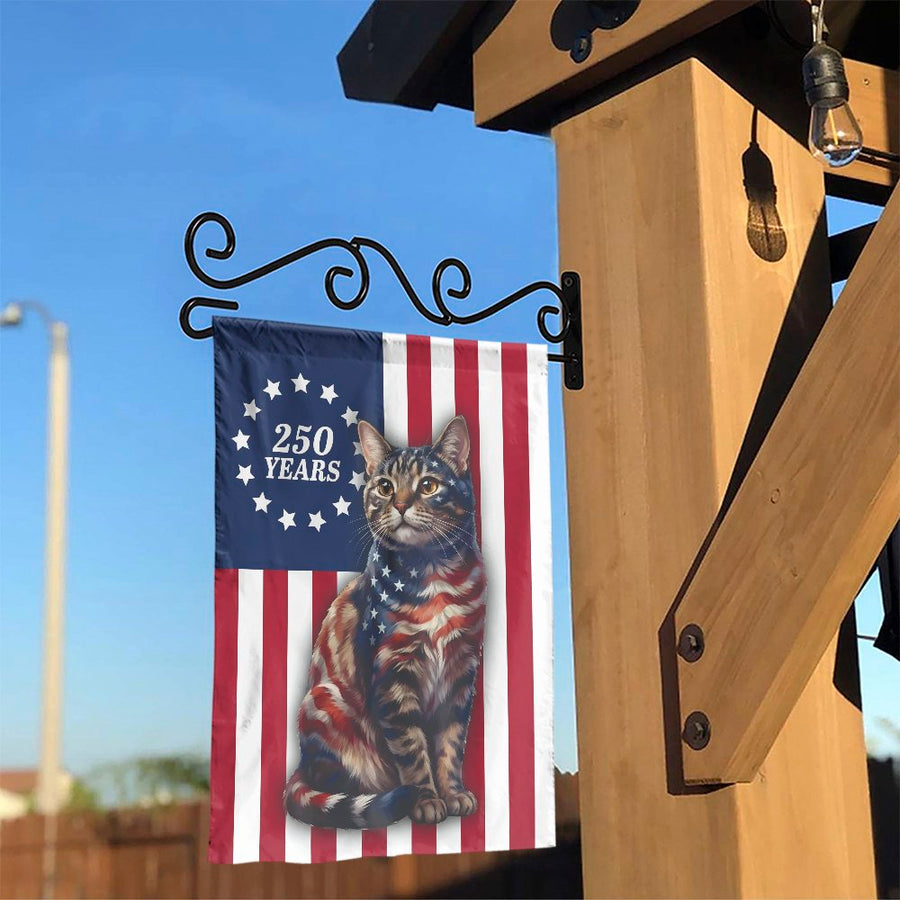 Patriotic Cat Garden Flag | 250th Anniversary USA Design | Double Sided Polyester | Patriotic Yard Decor Gift for Cat Lovers