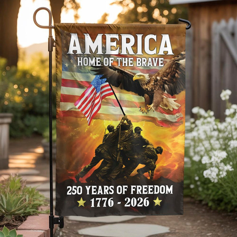 Patriotic Garden Flag | 250th Anniversary American Decor 1776-2026 | Double Sided Weather Resistant Polyester | Collector's Home of the Brave Yard Sign