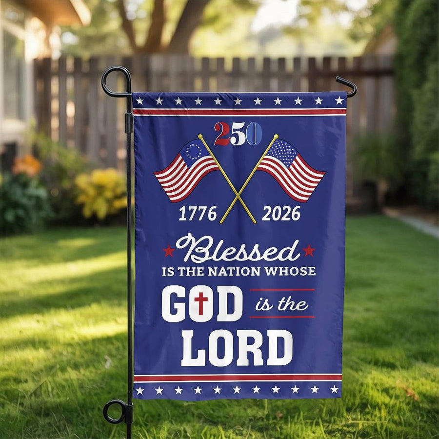 250th Anniversary Garden Flag | Christian Patriotic Bible Verse Decor | Weather-Resistant Double-Sided Polyester | USA Commemorative Yard Gift