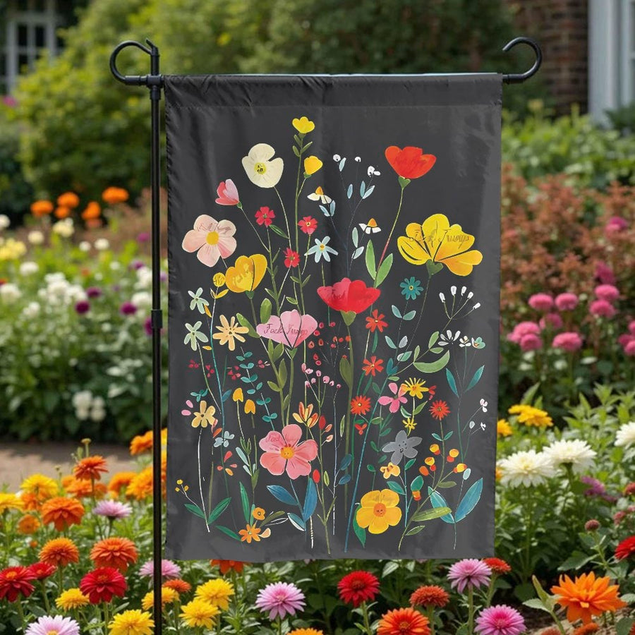 Wildflower Garden Flag | Double-Sided Botanical Art Print | Weather Resistant Polyester | Seasonal Yard & Porch Decor Gift