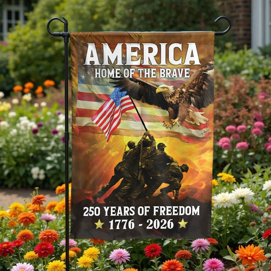 Patriotic Garden Flag | 250th Anniversary American Decor 1776-2026 | Double Sided Weather Resistant Polyester | Collector's Home of the Brave Yard Sign