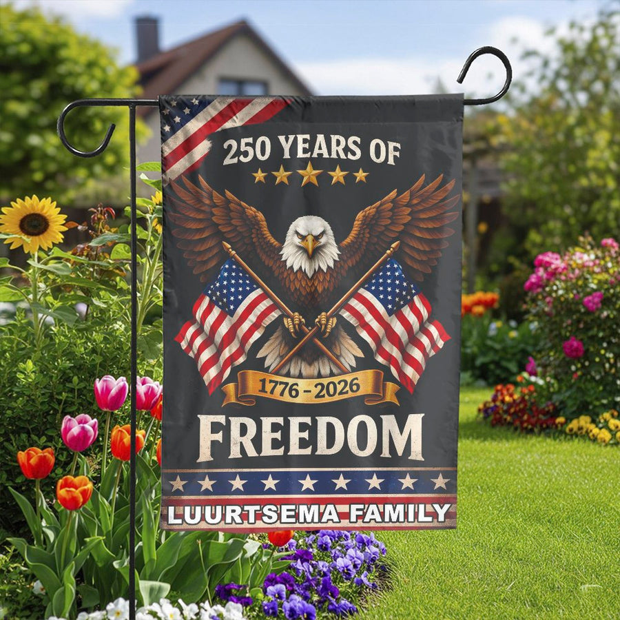 250th Anniversary Garden Flag | Patriotic American Eagle & Flags | Double Sided Polyester | 1776-2026 Commemorative Yard Decor Gift
