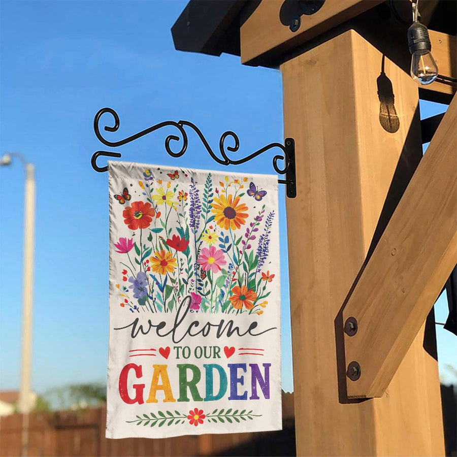 Welcome Garden Flag | Colorful Wildflower & Butterfly Illustration | Premium Weather Resistant Fabric | Front Yard & Patio Decor Gift