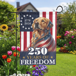 Patriotic 250th Anniversary Garden Flag | Golden Retriever USA Flag 1776-2026 | Double Sided Premium Fabric | Commemorative Outdoor Yard Decor Gift