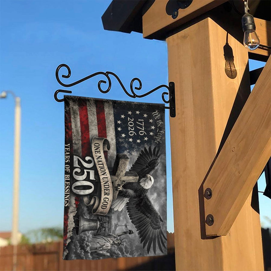 USA 250th Anniversary Garden Flag | Patriotic Eagle & Cross Design | Weather-Resistant Double Sided | Commemorative 1776-2026 Yard Decor