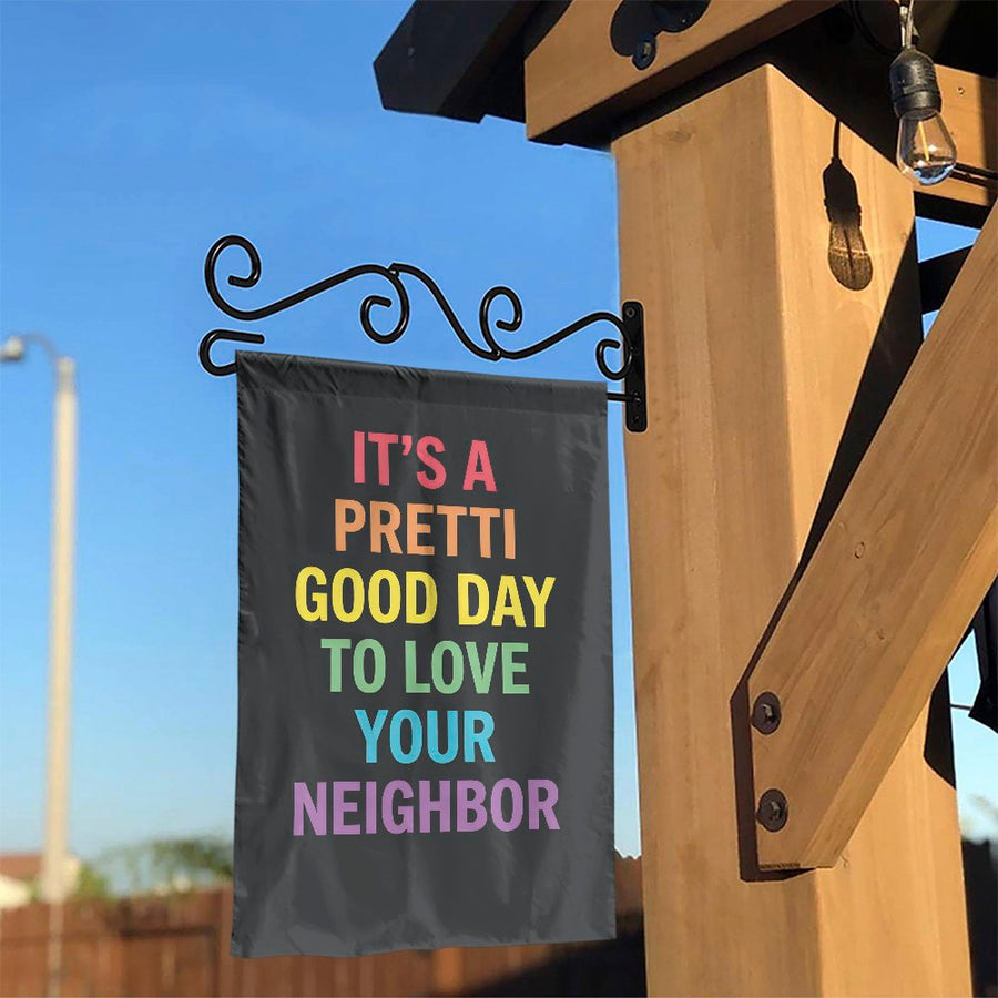 Love Your Neighbor Garden Flag | Positive Rainbow Quote | Premium Double Sided Weatherproof Fabric | Welcoming Yard Decor Gift