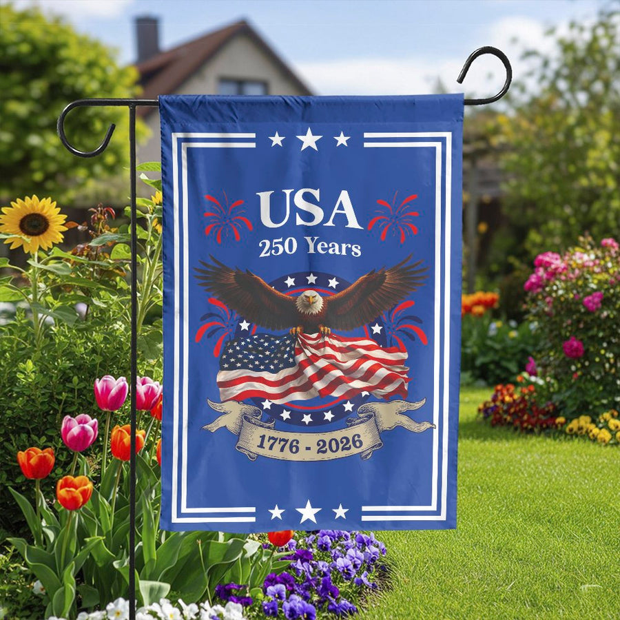 Patriotic American Eagle Garden Flag | USA 250th Anniversary 1776-2026 Design | Double Sided Premium Polyester | Outdoor Yard Decor Gift