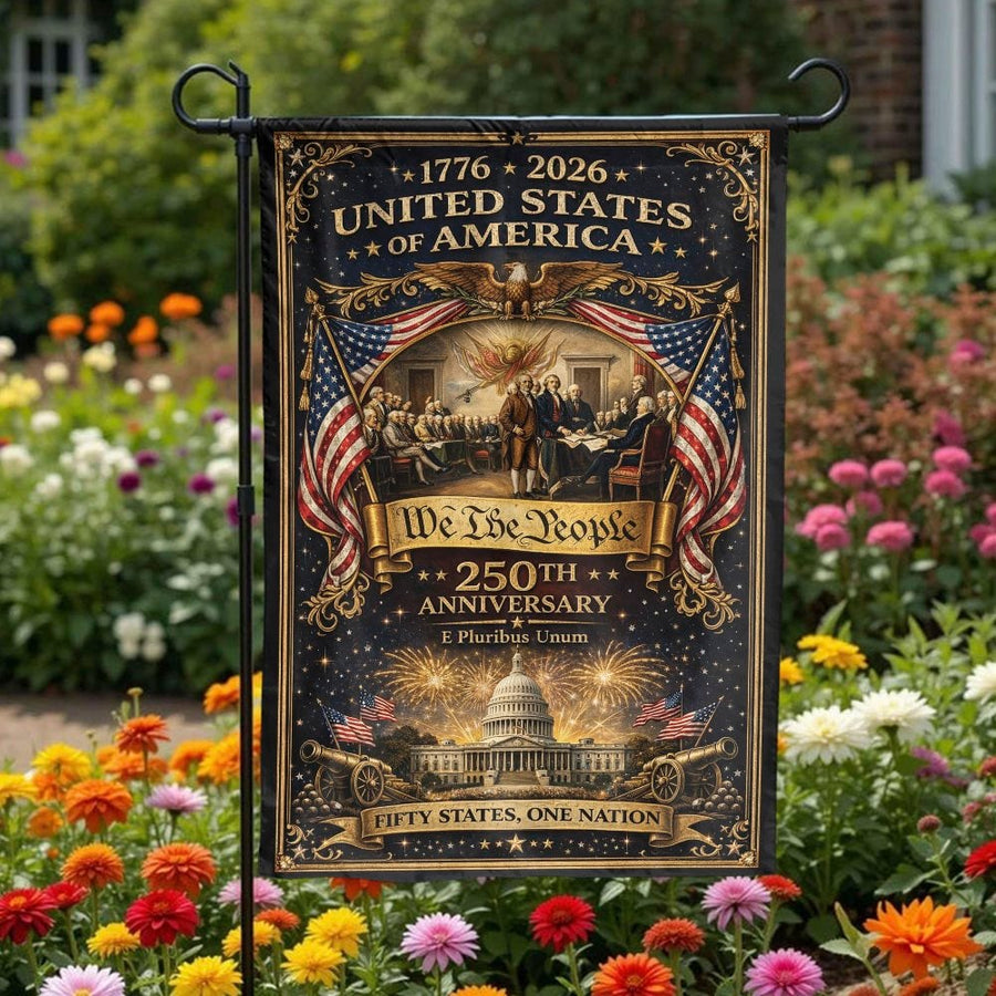 America 250th Anniversary Garden Flag | We The People 1776-2026 Design | Double Sided Polyester | Patriotic Yard Decor Collector's Gift
