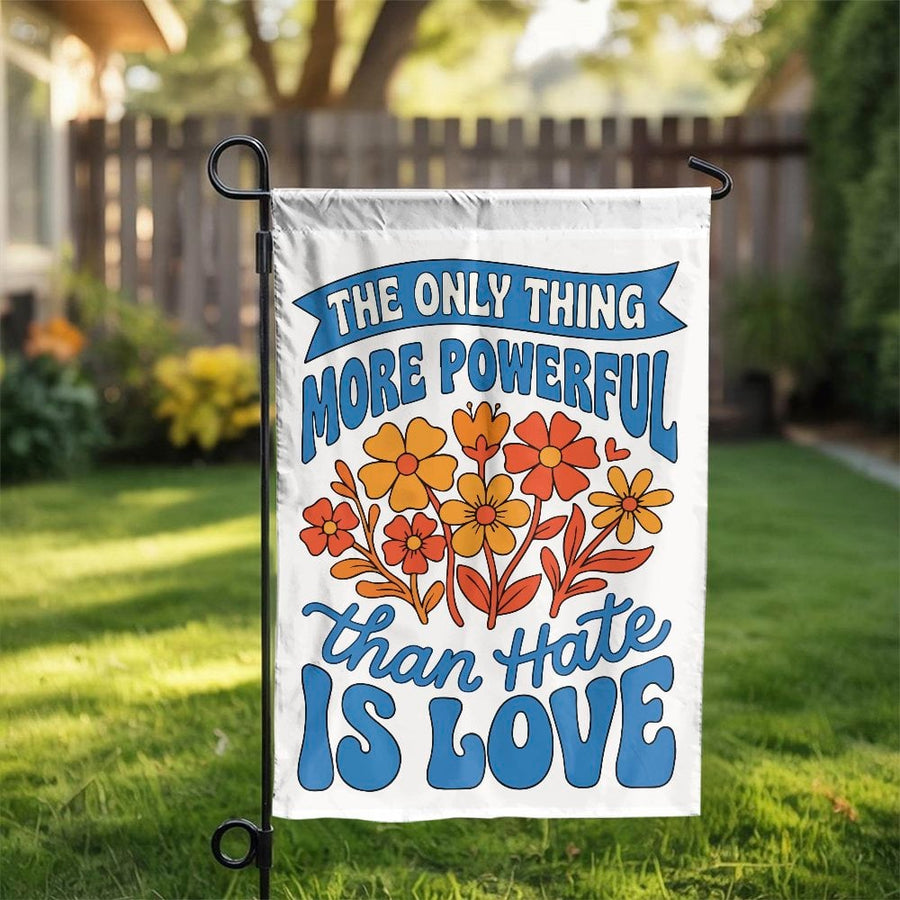 Inspirational Love Quote Garden Flag | Retro 70s Floral Art | Double Sided Weather Resistant Polyester | Positive Message Yard Decor Gift