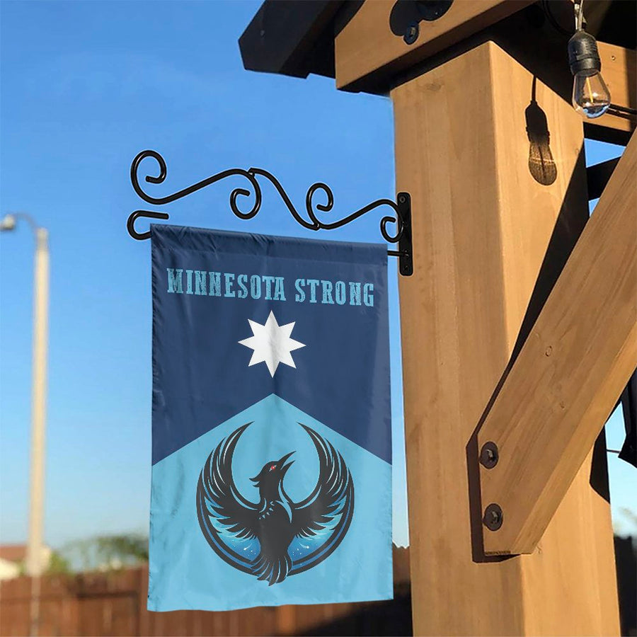 Minnesota Strong Garden Flag | Double Sided Stylized Loon & North Star | Premium Weather Resistant Fabric | Minnesota State Pride Yard Decor Gift