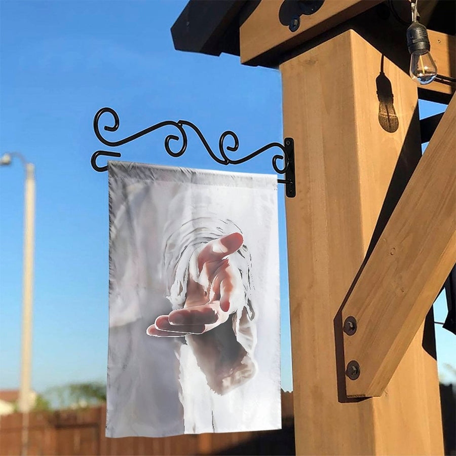 Christian Garden Flag | Jesus Reaching Hand Inspirational Art | Premium Weather Resistant Polyester | Religious Yard Decor Gift for Family